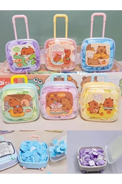 Capybara Figürlü Mini El Sabunu Bavul Tasarımlı Tek Kullanımlık 200 Yaprak Sabun ürün görseli 1