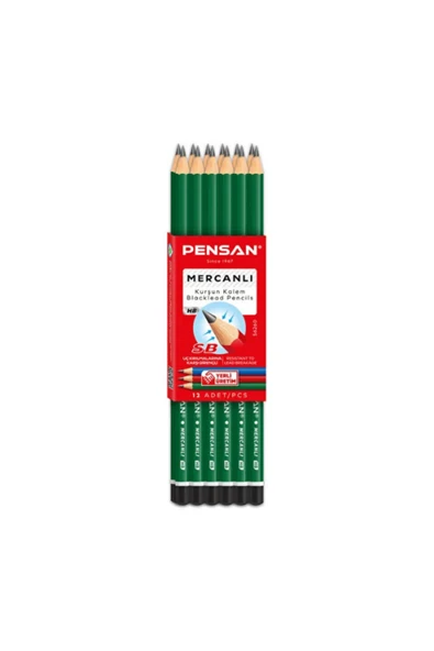 Pensan HB Köşeli Mercanlı Kurşun Kalem 12'li ürün görseli 1