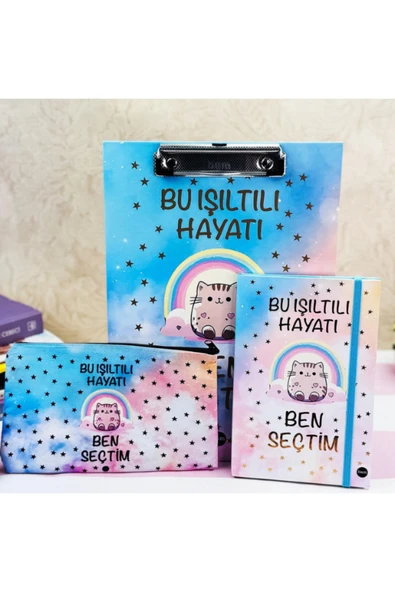 Bu Işıltılı Hayatı Ben Seçtim Tasarımlı Kırtasiye Seti ürün görseli 1