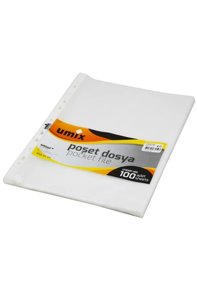 Umix Poşet Dosya 100 Lü A4 27 Mıc Şeffaf U1100P-27/100 ürün görseli 1