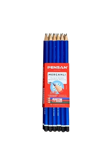 Pensan HB Köşeli Mercanlı Kurşun Kalem 12'li ürün görseli 1