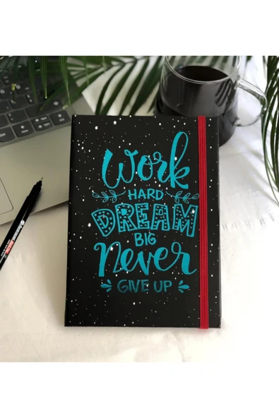 Dream Big Mottolu Sert Karton Kapaklı Çizgisiz Defter Zamansız Ajanda ürün görseli 1