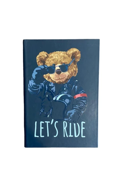 Let's Ride Mottolu Ayıcık Temalı Çizgisiz Defter Zamansız Ajanda ürün görseli 1