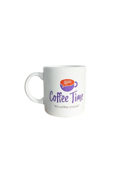 Coffe Time Mottolu Porselen Kupa Beyaz ürün görseli 1