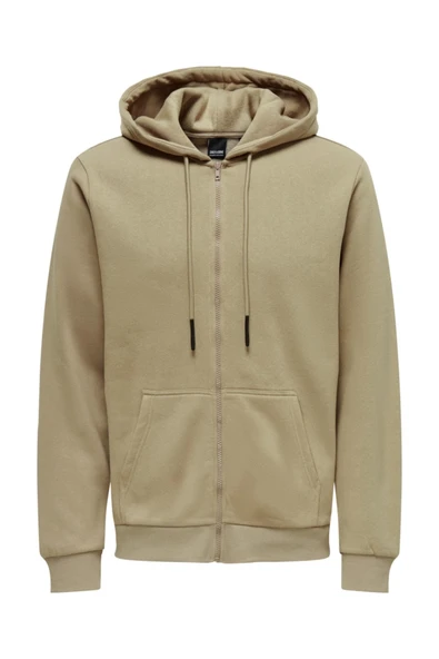 Only & Sons   Onsceres Zip Thr. Hoodıe Sweat Noos Erkek Kahverengi Sweatshirt - 22018684 ürün görseli 1