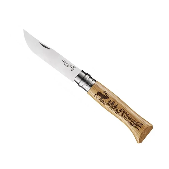 Opinel Geyik Desenli N°8 Meşe Saplı Inox/Çelik Çakı ürün görseli 1