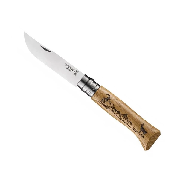 Opinel Dağ Keçisi Desenli N°8 Meşe Saplı Inox/Çelik Çakı ürün görseli 1