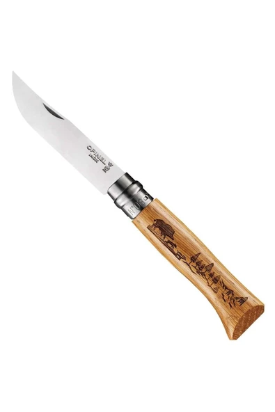 Opinel Yaban Domuzu Desenli N°8 Meşe Saplı Inox/Çelik Çakı ürün görseli 1