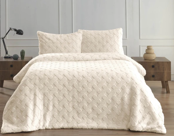Merinos Dıamond 3 Parça Pietra Comforter Yorgan Seti 220x240 Bej ürün görseli 1