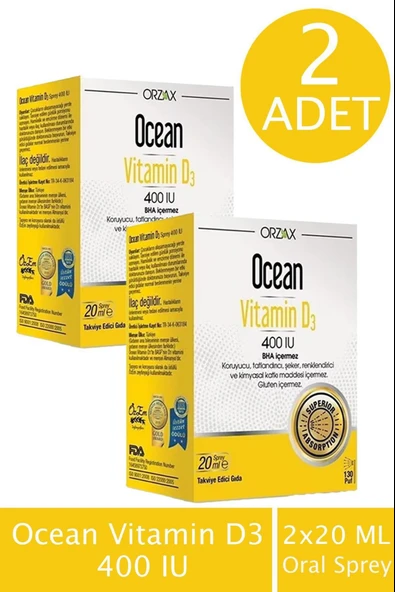 Ocean Vitamin D3 400 IU Sprey 2 Adet ürün görseli 1