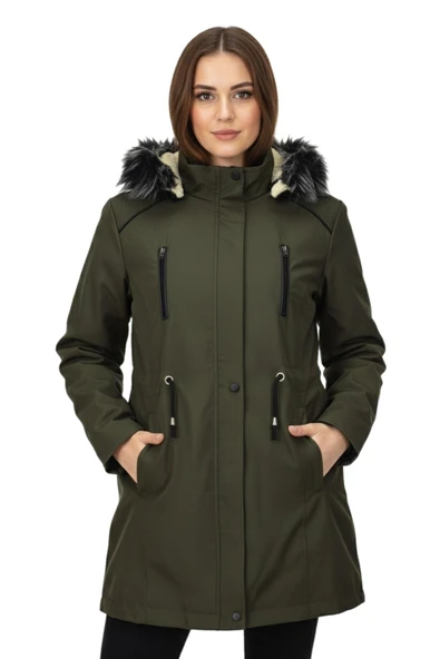 Kadın Kapüşonlu İçi Peluş Mont BGL-ST05029 ürün görseli 1