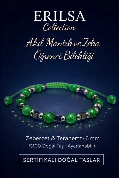Sertifikalı Akıl Mantık ve Zeka Öğrenci Bilekliği – Zebercet Taşı Terahertz Doğal Taş 6mm ürün görseli 1