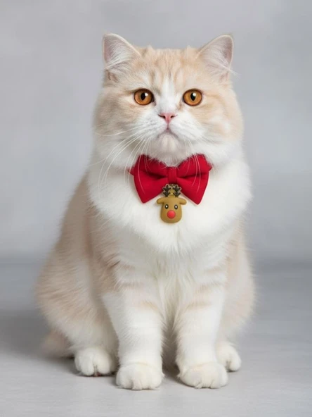 Yılbaşı Geyiği Kedi Papyon Tasması | Kırmızı Fiyonk Boyun Aksesuarı | Noel Temalı Kedi Süsü ürün görseli 1
