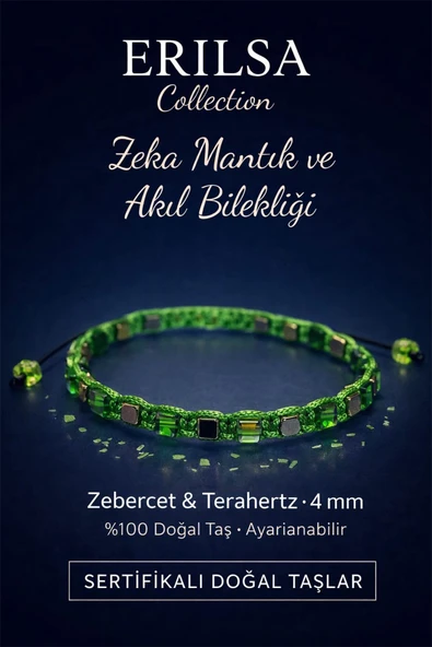 Sertifikalı Küp Model Zeka Mantık Akıl Bilekliği - Zebercet ve Terahertz 4mm Doğal Taş ürün görseli 1