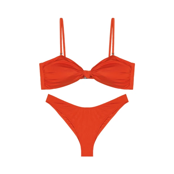 Kaplı Kesim Düğüm Detaylı Ayarlanabilir Askılı Bikini Takımı ürün görseli 1