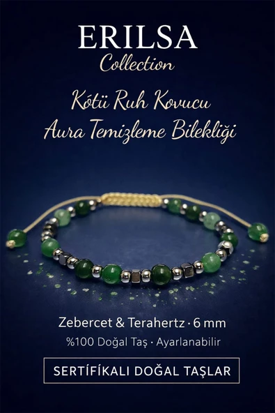 Sertifikalı Kötü Ruh Kovucu Aura Temizleme Bilekliği - Zebercet ve Terahertz 6mm Doğal Taş ürün görseli 1