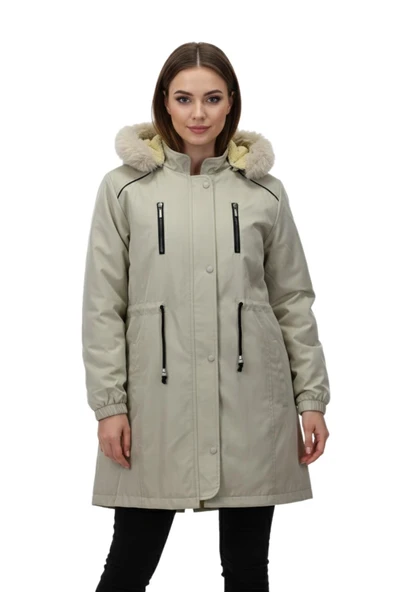 Kadın Kapüşonlu İçi Peluş Mont BGL-ST05028 ürün görseli 1
