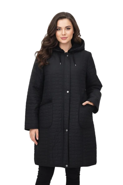 Kadın Kapitone Kapüşonlu İçi Peluş Mont BGL-ST05023 ürün görseli 1