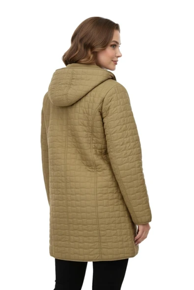 Kadın Kapitone Kapüşonlu İçi Peluş Mont BGL-ST05025 - Resim 11