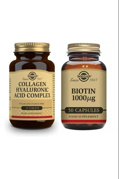 Solgar Hyaluronic Acid Collagen Complex 30 Tablet+ Solgar Biotin 1000 Mcg 50 Kapsül ürün görseli 1