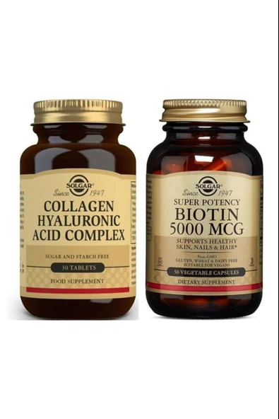 Solgar Hyaluronic Acid Collagen Complex 30 Tablet Solgar Biotin 5000 Mcg 50 Kapsül ürün görseli 1