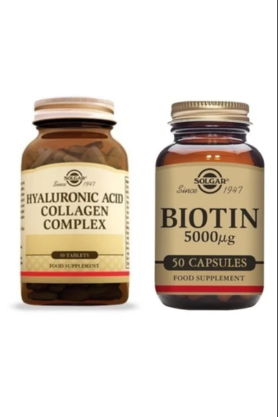 Solgar Hyaluronic Acid Collagen Complex Ve Solgar Biotin 5000 Mcg 50 Kapsül ürün görseli 1