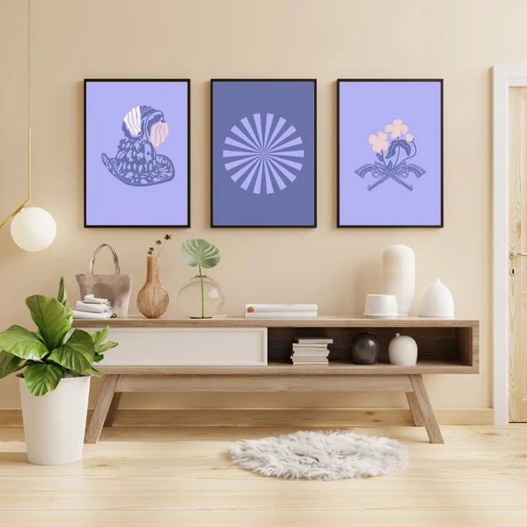 Leylaklar Duvar Tablosu Çerçeveli 3'lü Set Siyah Renk 35 x 50 Boyut/Ebat ürün görseli 1