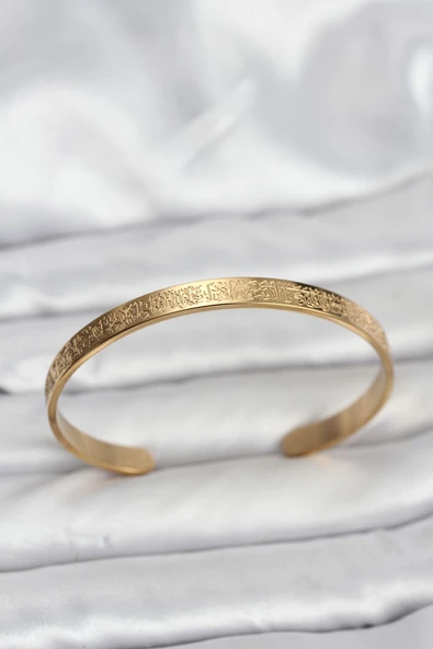 316L Çelik Gold Renk Ayetel Kürsi Yazılı Bileklik TJ-BB8162 ürün görseli 1