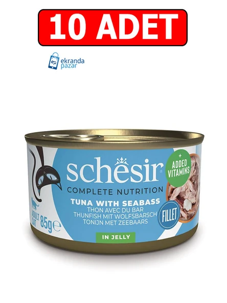 schesir ton balıklı ve levrekli jelly kedi yaş maması 85gr 10adet kedi konserve ıslak mama ürün görseli 1