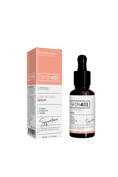 SKİN401 0.3% Retinol Pürüzsüzleştirici Ve Yenileyici Serum 30ml ürün görseli 1