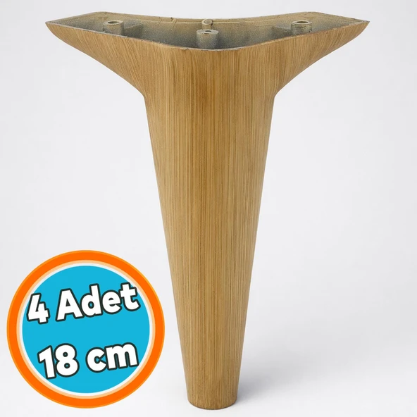 Mobilya Kanepe Sehpa TV Ünitesi Koltuk Ayağı 18 cm Açık Kahverengi Desenli Baza Ayak 4 Adet ürün görseli 1