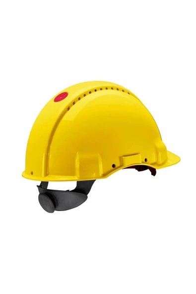 3M ™ G3000NUV-GU Sert Başlık, Uvicator, Mandallı, Havalandırmalı, Plastik Ter Bantlı Baret / Sarı ürün görseli 1