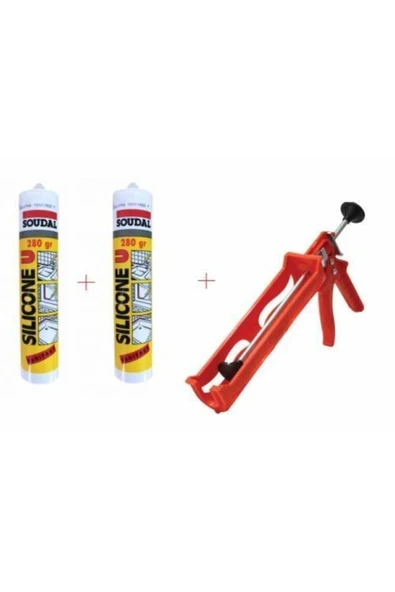 Soudal 2 Adet Şeffaf Silikon ve Tabanca ürün görseli 1