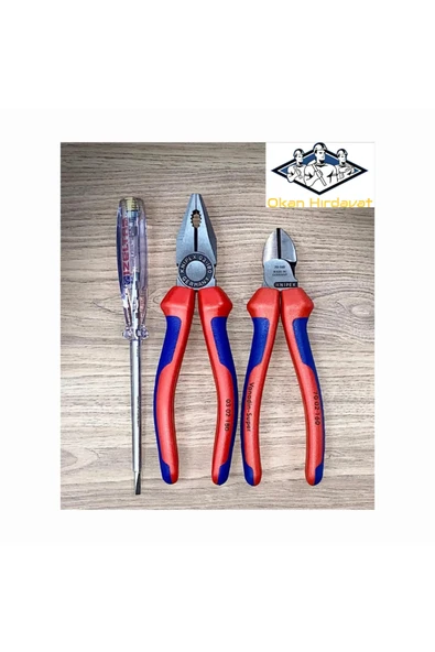 Knipex KNİPEX 3'LÜ SET 180mm PENSE 160mm YANKESKİ 190mm KONTROL KALEMİ İZELTAŞ ürün görseli 1