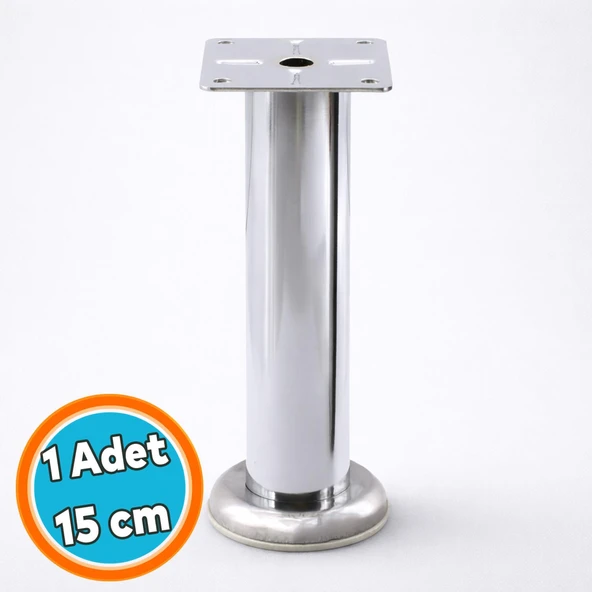 Mobilya Ayağı Modern Koltuk Kanepe Dayanıklı Tv Ünite Ayağı Ayakları Tablalı Krom Metal 15 cm Gümüş ürün görseli 1