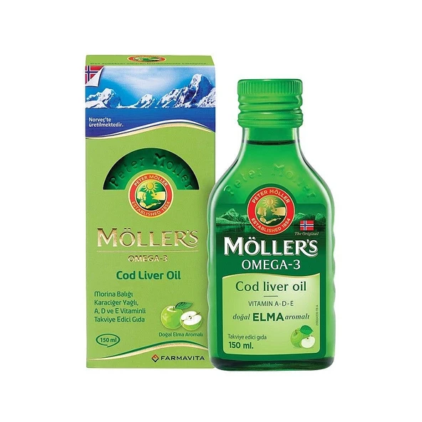 Möllers Omega-3 Cod Liver Oil Doğal Elma Aromalı 150ml Takviye Edici Gıda ürün görseli 1