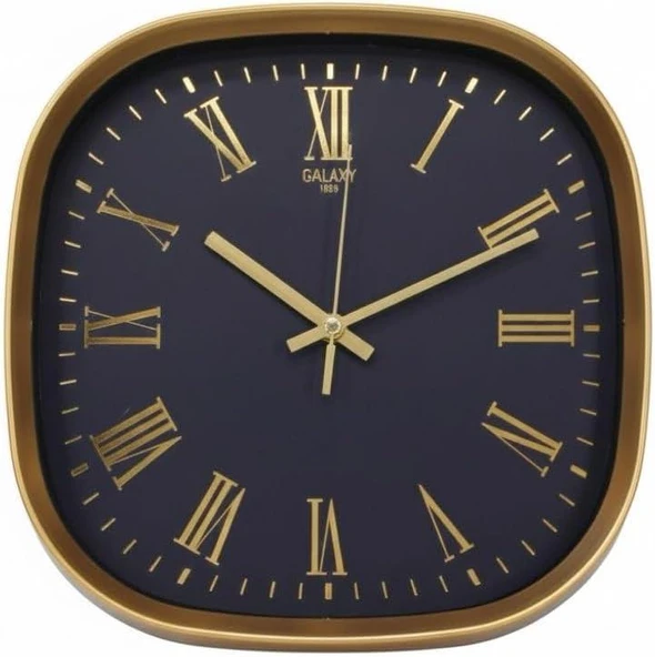 Galaxy Premium Serisi ABS Kasa Duvar Saati Oval 30 CM Roma Rakamlı Gold-Lacivert ürün görseli 1