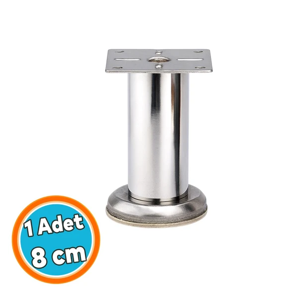 Mobilya Ayağı Modern Koltuk Kanepe Dayanıklı Tv Ünite Ayağı Ayakları Tablalı Krom Metal 8 cm Gümüş ürün görseli 1