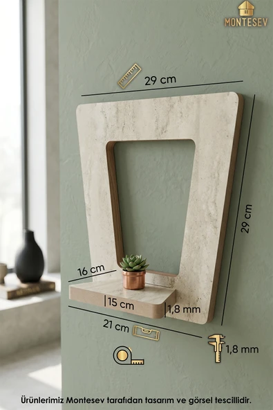 Ahşap Dekoratif Duvar Rafı 3 Lü Set ( Mts-176 ) - Resim 5