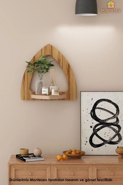 Ahşap Dekoratif Duvar Rafı 3 lü Set ( MTS-215 ) - Resim 2
