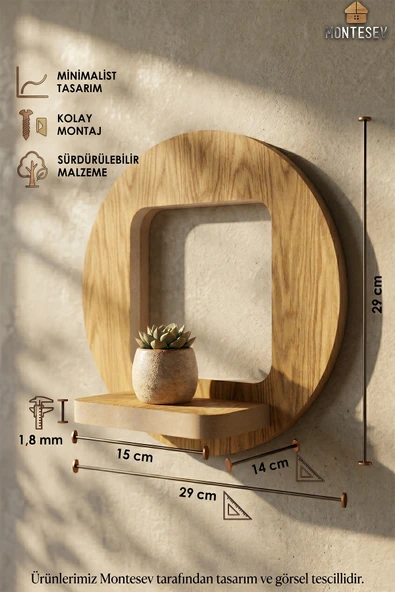Ahşap Dekoratif Duvar Rafı 3 lü Set ( MTS-196 ) - Resim 7