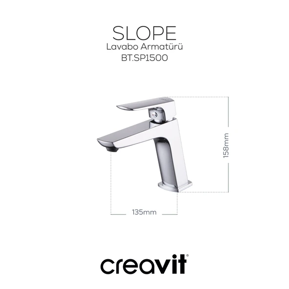 Slope Lavabo Armatürü Krom - Resim 2