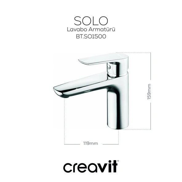 Solo Lavabo Armatürü Krom - Resim 2