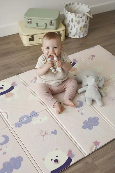 Pembe Ayı Masalı Katlanabilir Çocuk Oyun Matı 200x130 cm ürün görseli 1