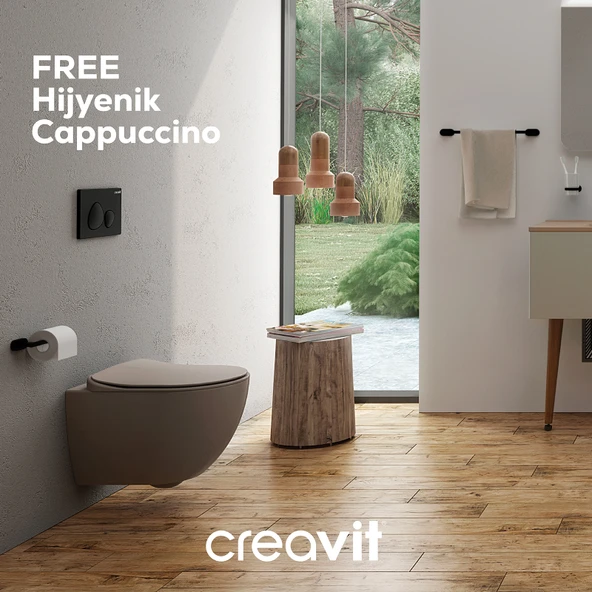 Free Rim-Off Duroplast Yavaş Kapanan Klozet Kapaklı Mat Cappucino Set ürün görseli 1