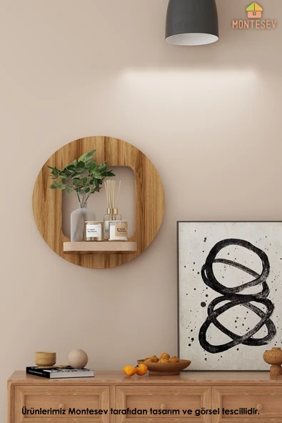 Ahşap Dekoratif Duvar Rafı 2 li Set ( MTS-213 ) - Resim 2