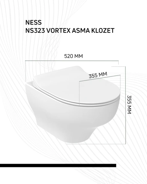 Ness Vortex Asma Klozet ve Kapak Seti - Resim 5