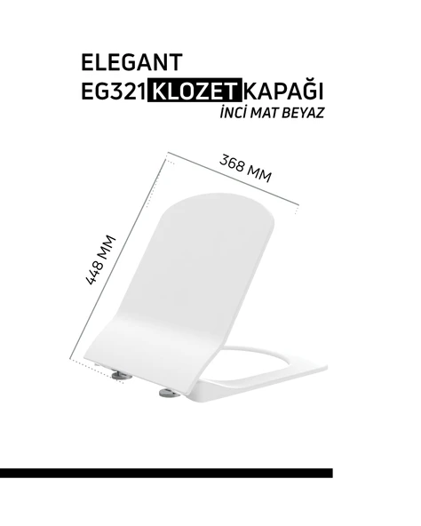 Elegant Duroplast Yavaş Kapanan Klozet Kapağı inci Mat Beyaz ürün görseli 1