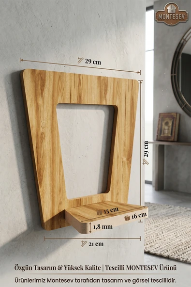Ahşap Dekoratif Duvar Rafı 2 li Set ( MTS-213 ) - Resim 5