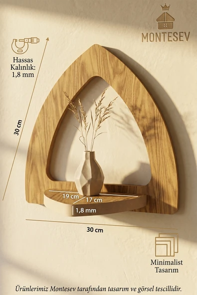 Ahşap Dekoratif Duvar Rafı 2 li Set ( MTS-196 ) - Resim 5